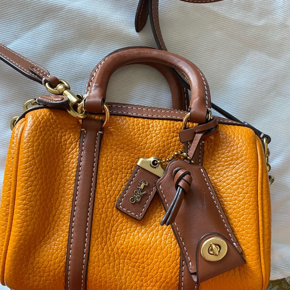 Coach Ruby Satchel 18 Color block Orange and Brown Leather Handbag
